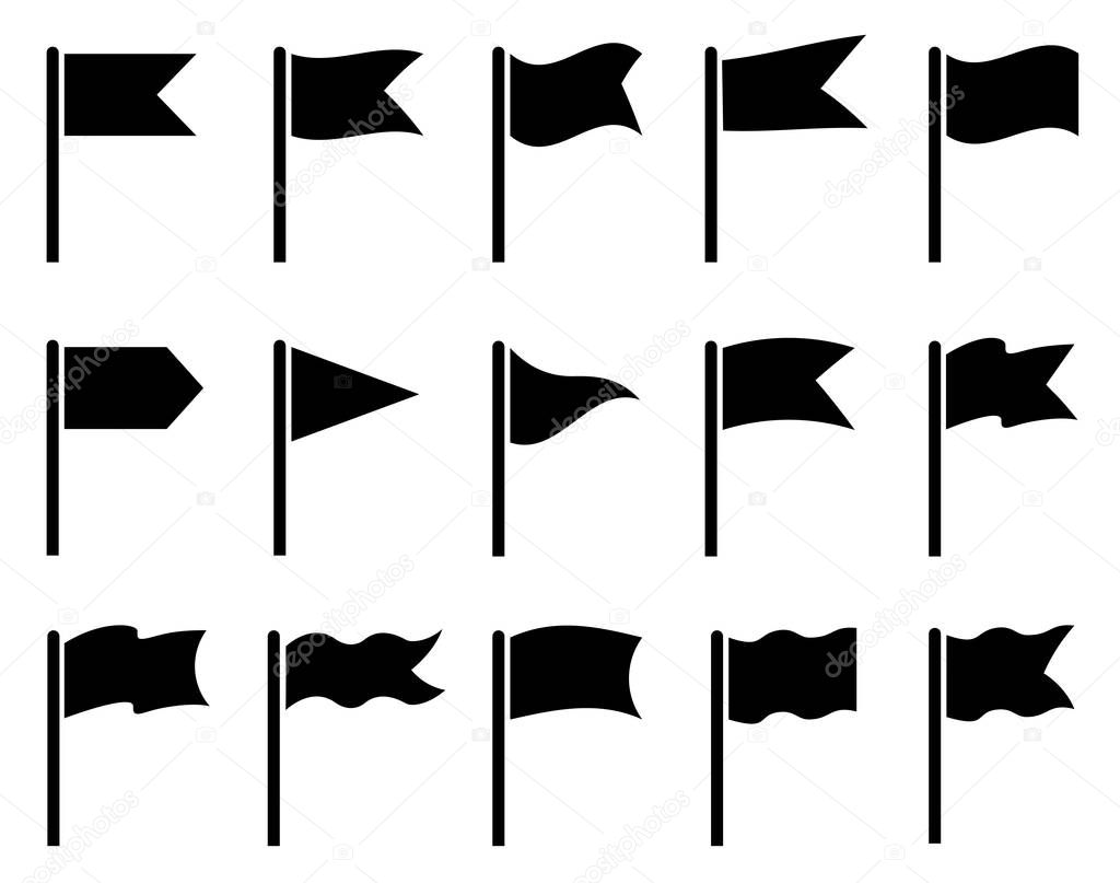 Silhouette set icon flag for decoration graphic. Vector illustration