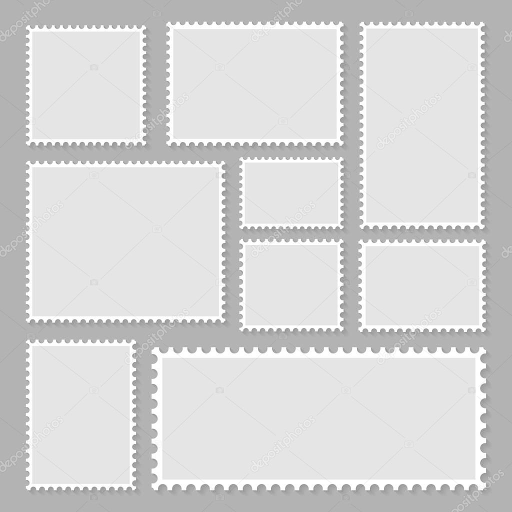 Blank set postage stamps collection. Vector illustration