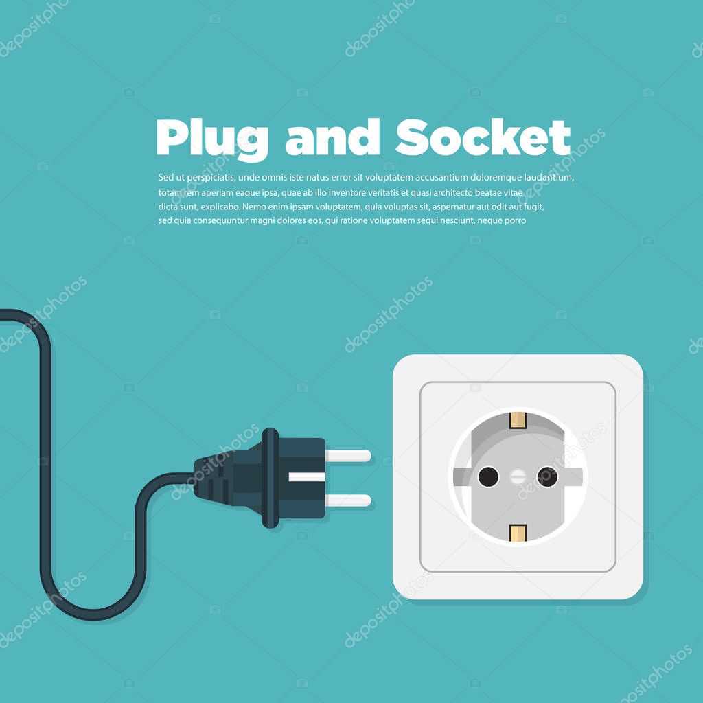 Power outlet flat icon. Vector illustration