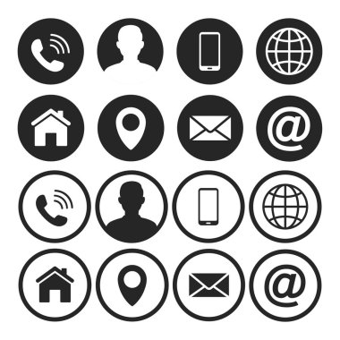 Business card contact information icons. Vector illustration.