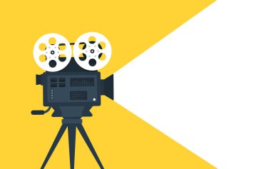 Film zamanı düz konsept arka plan. Sinema afişi tasarımı