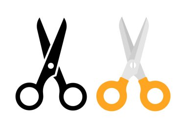 Beyaz arkaplanda siyah ve düz makas simgesi