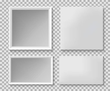 White open empty box isolated on transparent background. Mockup template. Vector illustration.