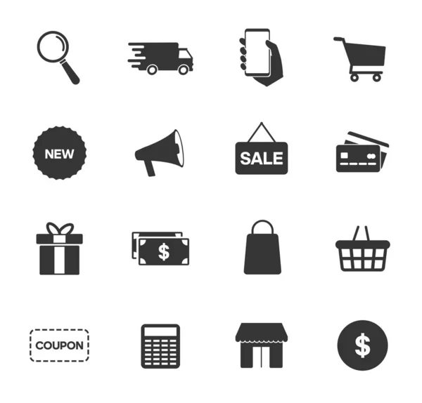 Ikony Zakupów Online Zestaw Elementy Płatności Wektor Ilustracja — Wektor stockowy