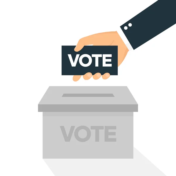 Voting Icon Flat Style Hand Putting Vote Paper Box — Stok Vektör