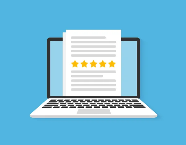 Computer Customer Review Rating Feedback Rating Stars Icon — Stok Vektör