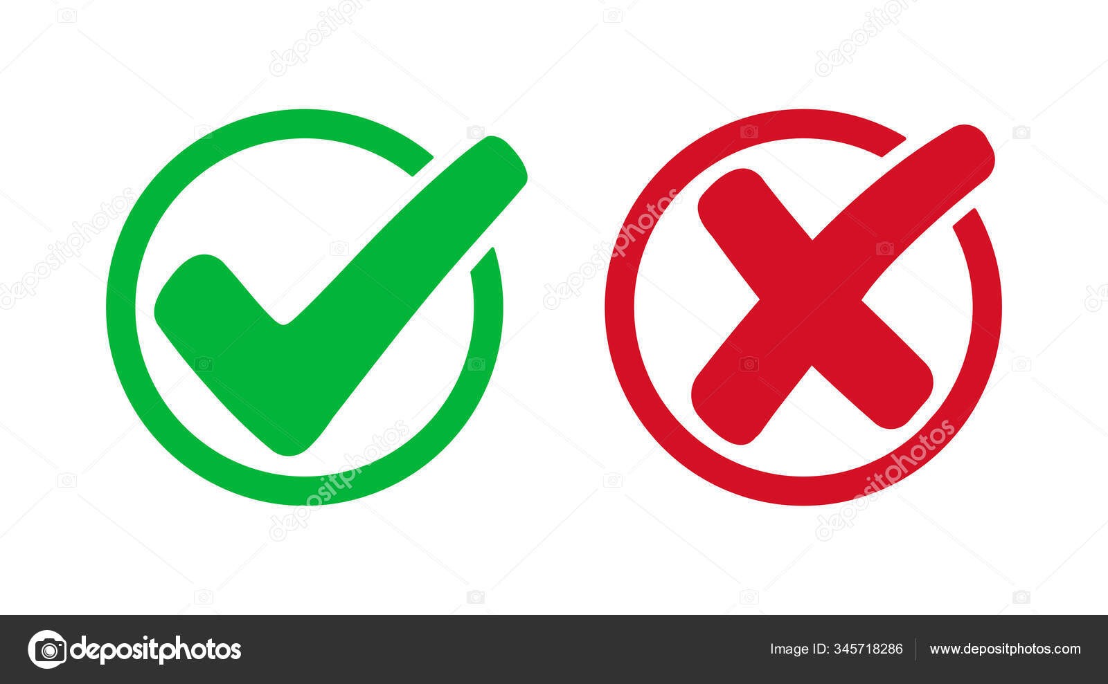 Check mark and cross Royalty Free Vector Image