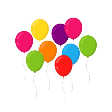 Balonlar ikon oluşturdu. Düz biçim vektör illüstrasyonu.