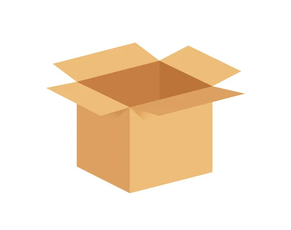 Caja de cartón abierta sobre fondo blanco. — Vector de stock