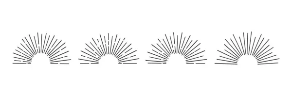 Sluneční paprsky ručně kreslené, lineární kresba — Stockový vektor