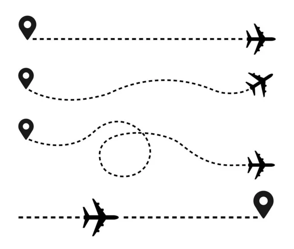 Beyaz arkaplandaki uçak ve iz simgesi. Vektör illüstrasyonu — Stok Vektör