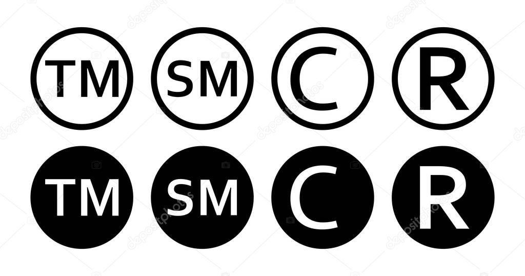 Copyright trademark, smartmark set. Vector illustartion