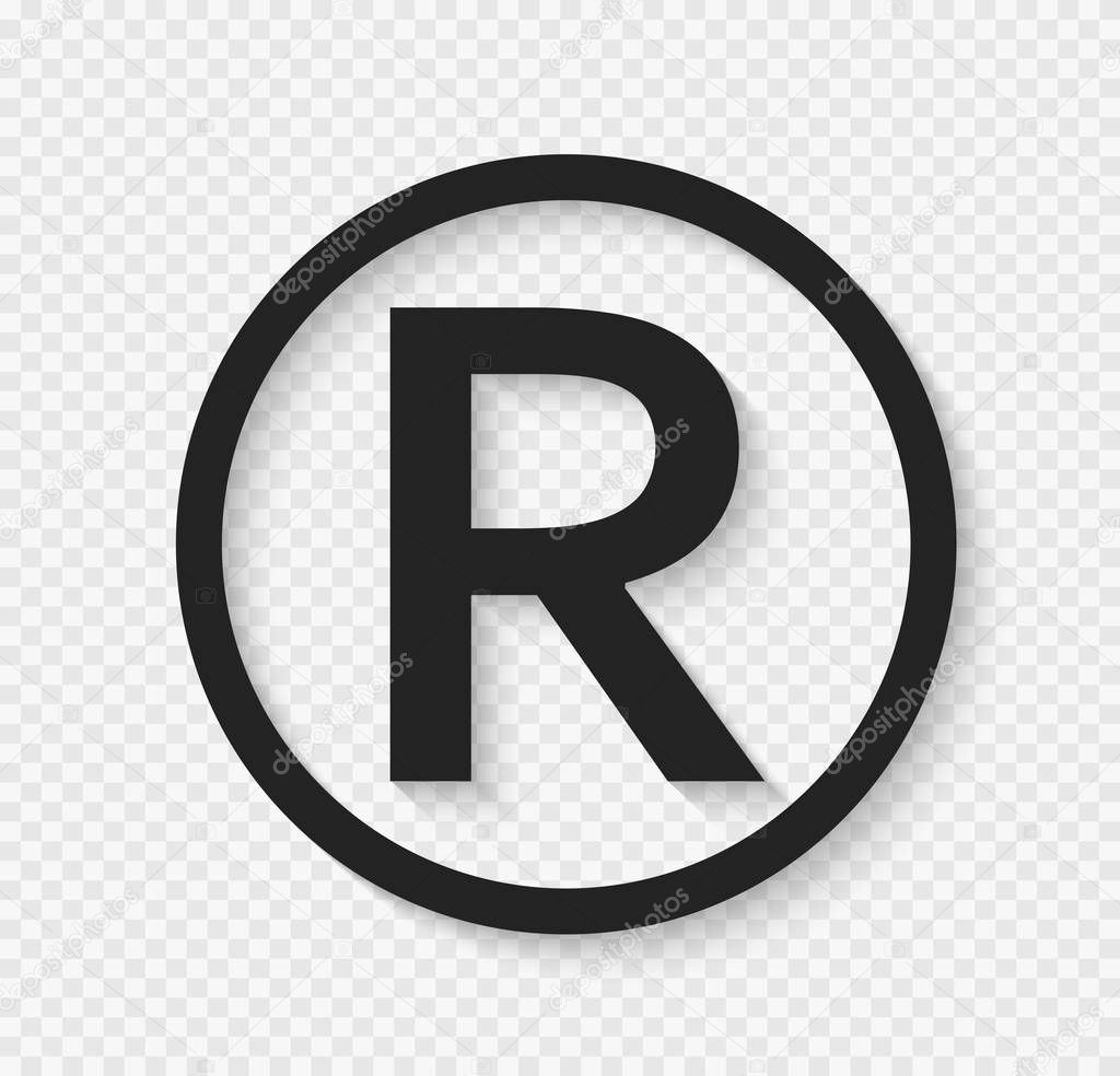 Registered Trademark symbol , isolated black vector illustration