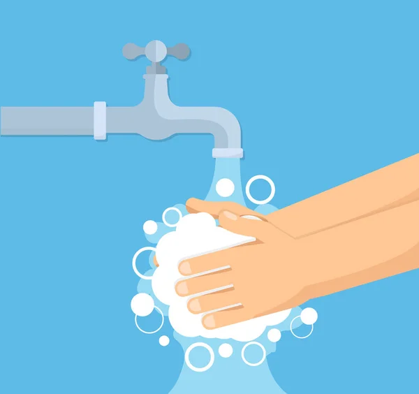 Persona Lavando Las Manos Con Jabón Sanitizador Ilustración Del Vector