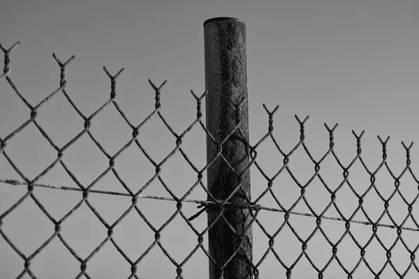 Chain link fence against blue sky — Stock Photo, Image