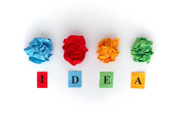 Palline di carta colorate e parola IDEA — Foto Stock