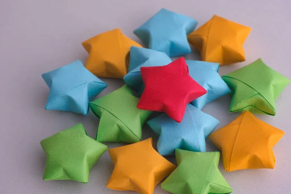 Renkli origami şanslı yıldız — Stok fotoğraf