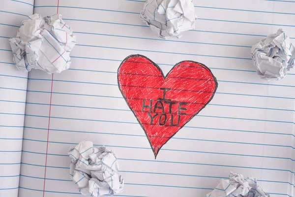 Corazón rojo con frase I Hate You —  Fotos de Stock