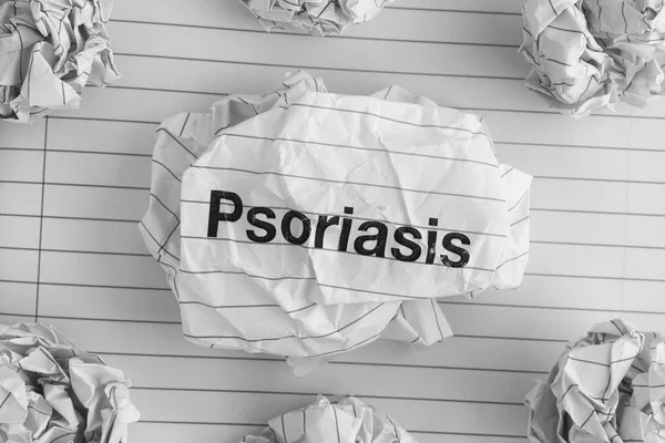 Word Psoriasis on Crumpled Paper Ball — Stock Photo, Image