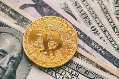 Altın bitcoin dolar faturaları üzerinde