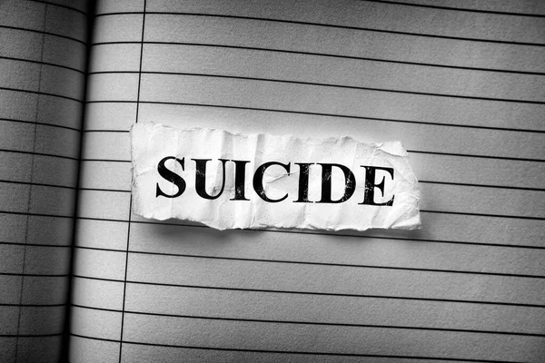 Crumpled Piece Paper Word Suicide Black White Close — Stock Photo, Image