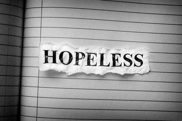 Crumpled Piece Paper Word Hopeless Black White Close — Stock Photo, Image