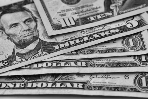 United States Dollars Black White Close — Stock Photo, Image