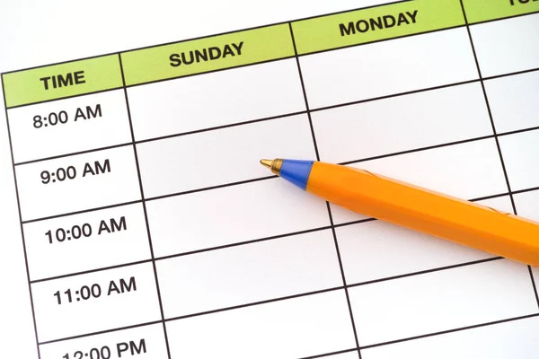 Daily Schedule Pen Close — Stock Photo, Image