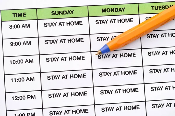 Stay Home Written Every Day Daily Schedule Coronavirus Outbreak Pandemic — Stock Photo, Image