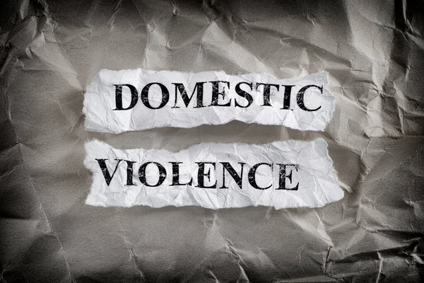 Domestic Violence Torn Pieces Paper Words Domestic Violence Written Them — Stock Photo, Image