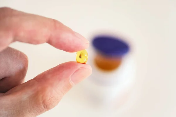 Vitamin Capsule Hand Close — Stock Photo, Image