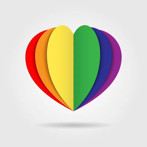 Logo del icono del corazón del arco iris sobre fondo blanco — Archivo Imágenes Vectoriales