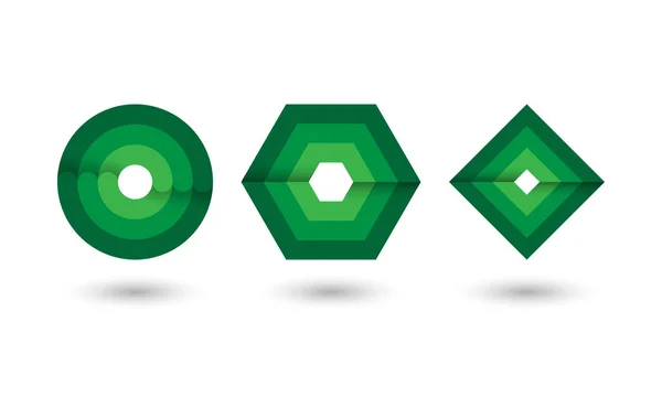 Conjunto de ícones de loop infinito geométrico verde abstrato — Vetor de Stock