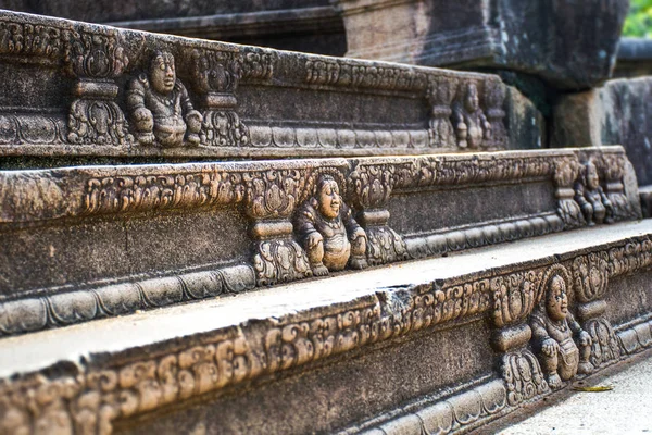 Sculture Dettagliate Della Scala Mahasen Maligawa Anuradhapura Sri Lanka — Foto Stock