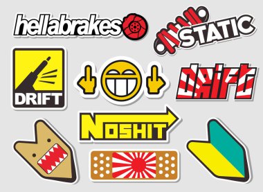 Japanese Car Decals, and Stickers in Vector format clipart