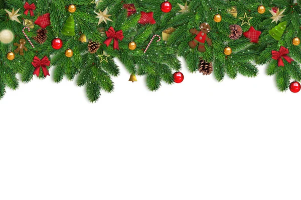Kerstmis achtergrond, versierde kerstboom spar, witte geïsoleerd Stockfoto