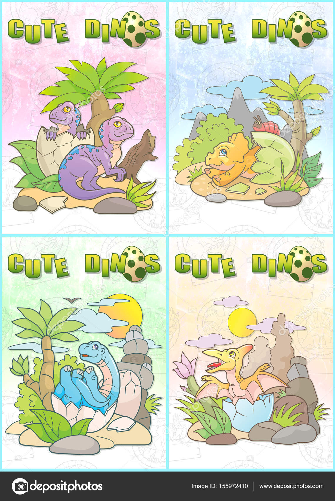 Newborn dinosaurs set of cards â Stock Photo © Fargon #155972410