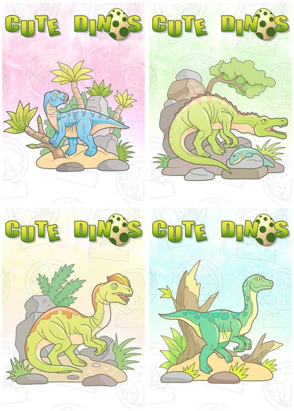 cute dinosaurs set of cards