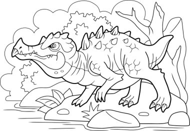 Cartoon angry swamp dragon, coloring book, funny illustration vector Cartoon angry swamp dragon, coloring book, funny illustration vector