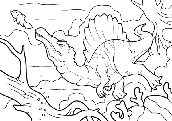 Cartoon Prähistorischen Dinosaurier Triceratops Malbuch