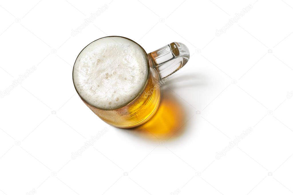 Beer mug isolated on white background.Top view