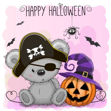 Cadılar Bayramı illüstrasyon karikatür ayı