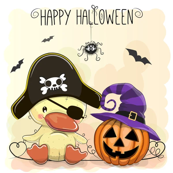 Halloween karikatúra kacsa illusztrációja — Stock Vector