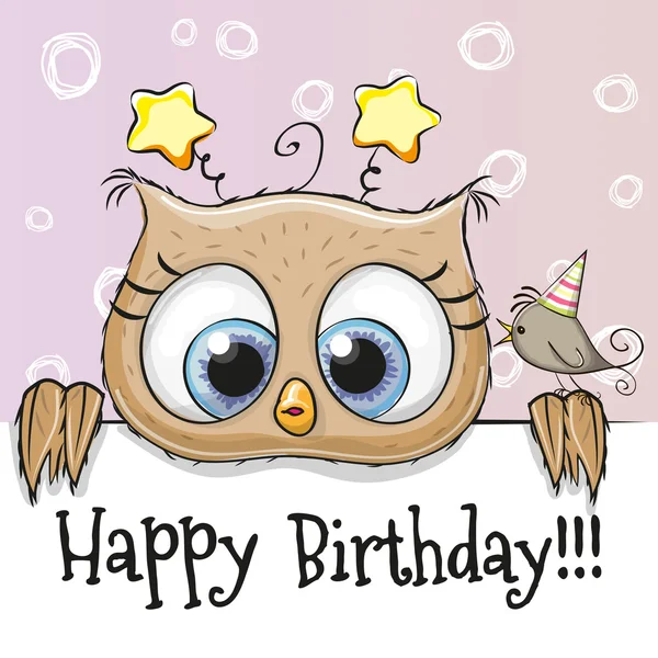 Birthday card with Owl — Stock Vector