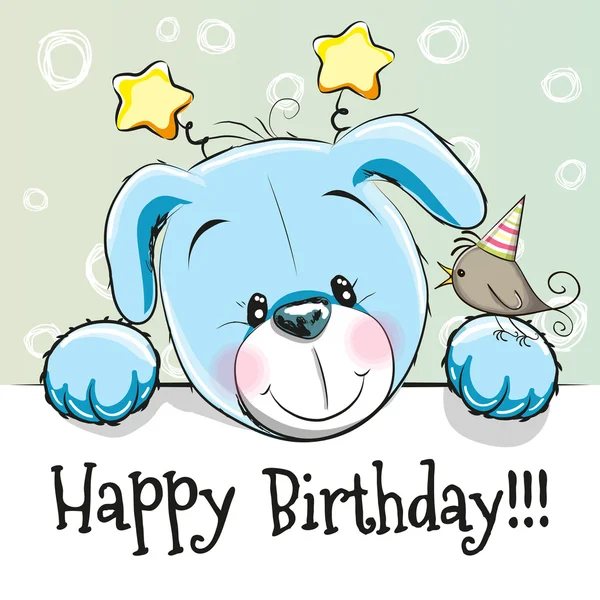 Birthday card with Puppy — Stock Vector