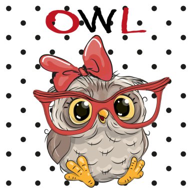 Cute Owl with glasses clipart