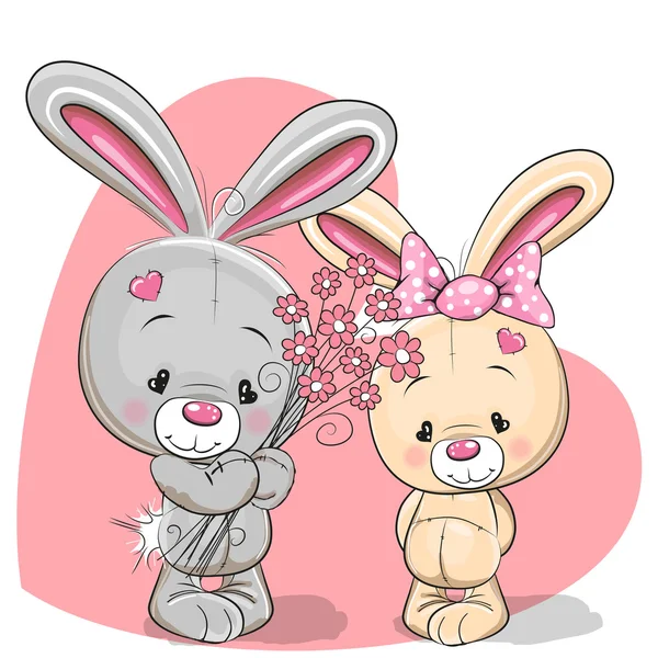 Kaninchen Junge und Mädchen — Stockvektor