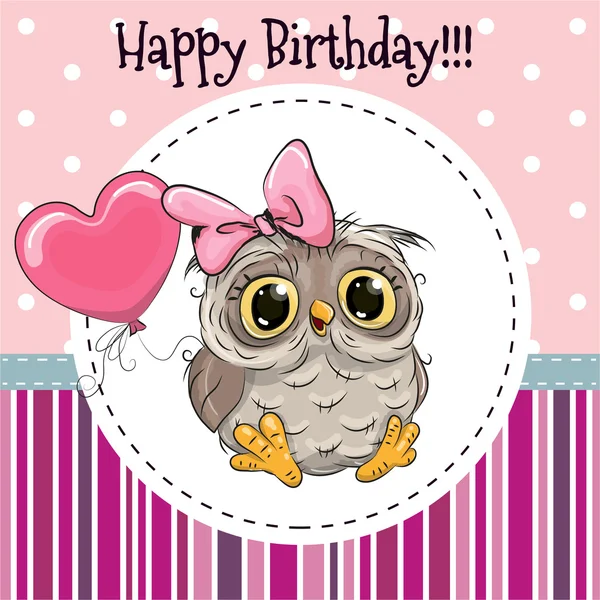 Cute Owl with Balloon — Stock Vector