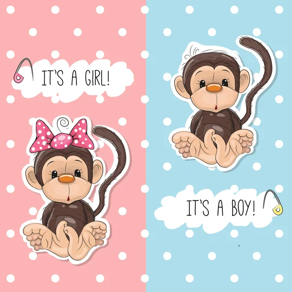 Μαϊμού αγόρι και κορίτσι — Διανυσματικό Αρχείο