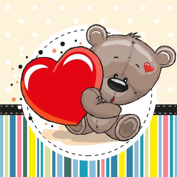 Ours en peluche mignon avec coeur — Image vectorielle